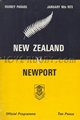 Newport v New Zealand 1973 rugby  Programme